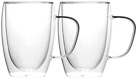 Thermogläser mit Henkel doppelwandig (2 x 350ml) Tassen - aus Borosilikatglas