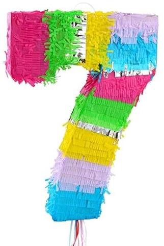 Playflip Pinata Zahl 7 Pastell bunt 7. Geburtstag Party Spiel Dekoration Deko Kindergeburtstag