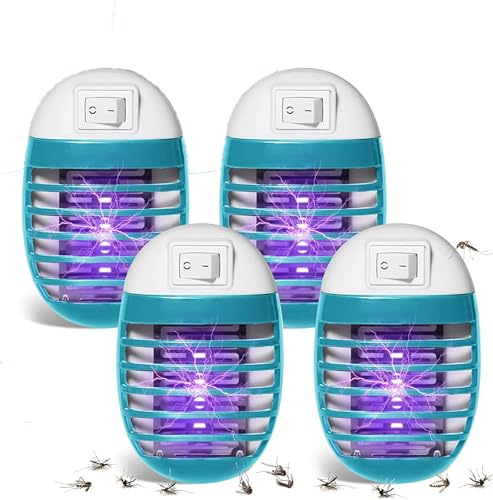 Lampada Antizanzare Elettrica, Zanzariera Elettrica con Luce, per Casa Giardino Interno Esterno Cucina Soggiorno, 100% Professionale ed Efficace,per Insetti Zanzare, Mosca,Falene,4 Pack