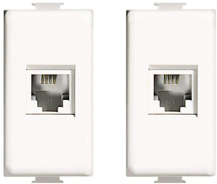 BRATEK Prise murale rj11 téléphone, 2 prises murales compatibles avec Bticino Matix, prise téléphonique rj11 prise murale fruits électriques série Matix
