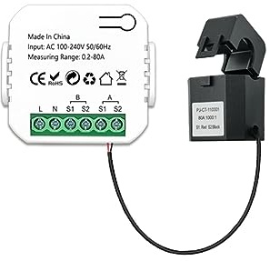 Fowecry Tuya Smart Compteur D'Énergie WiFi 2 Voies Bidirection + Pince App AC110V 240V (1CT)