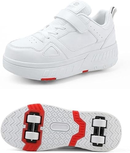 Roller Skate Shoes Rollschuhe Schuhe Mit Rollen Skateboardschuhe,Inline-Skate, verstellbar Damen Schuhe mit Rollen für mädchen,Laufen Skateboard,Inline Rollschuhe,Weiß-37 EU