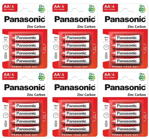 PANASONIC Lot de 6 Blisters de 4 Piles Red Zinc-Carbon AA LR06-1,5 V