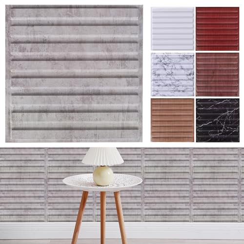 Pack of 12 PVC 3D Wall Panels, Grid Panel for Interior Wall Decor, in Wall Decoration, PVC Panel, 3D Textured Wall Panels, Total 1.08 m² per Box (Grey Cement Colour)