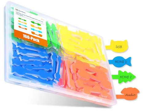 Cable Matters 160-Pack Animal-Shaped Reusable Hook-and-Loop Cable Labels - Writeable and Dual-Sized, Cord Labels for Electronics