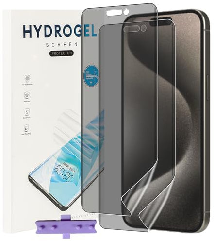 NUCNOK 2 Stück Sichtschutz Schutzfolie für iPhone 16 Pro Max,Weiche Flexibilität Hydrogel Anti-Spähen Folie mit Positionierhilfe,Fingerabdruck-ID Unterstützen,Kratzfest Keine Blasen