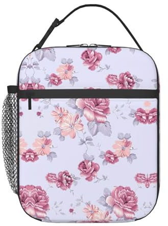 HJLUUFT Red Roses - Lonchera térmica con diseño floral de alta calidad para adultos y niños pequeños con lonchera Bento