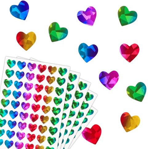 1200 Stück Glitzer Herz Aufkleber für Kinder, Selbstklebend Herzform Sticker für Valentinstag Ostern Hochzeit Gästebuch Geschenkbeutel DIY Handwerk Scrapbooking Umschlagsiegel Dekoration (Bunt)