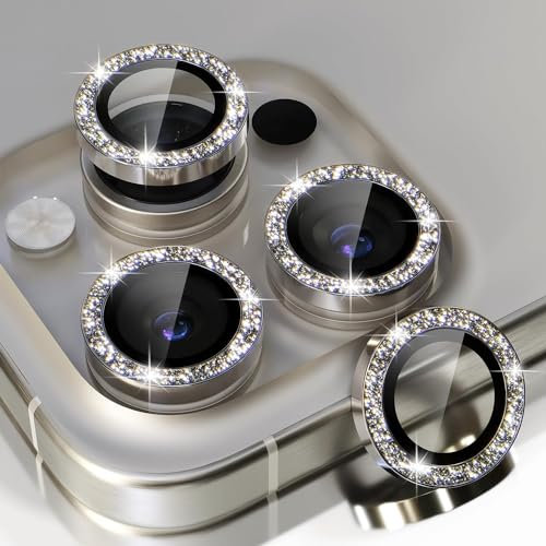 Yamobi Lot de 3 protections d'objectif d'appareil photo bling pour iPhone 16 Pro Max et Pro, verre trempé avec strass, protection d'appareil photo pour iPhone 16 Pro/Pro Max