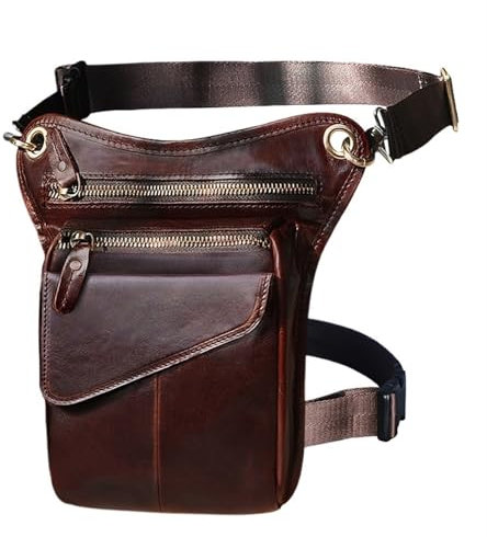 YGLEEULI Beintasche Echtes Leder Herren Multifunktions-Design Casual Sling Schulter Messenger Bag Reise Taille Gürtel Pack Drop Bein Tasche(Color5)
