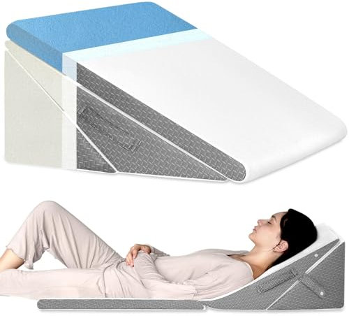 KingPavonini Keilkissen Bett zum Schlafen, Verstellbar 19 & 23 & 28 & 30,4 cm, Memory-Schaum, Unterstützung nach Operationen für Rücken, Beinen und Knien, Acid Reflux, GERD, Sodbrennen und Schnarchen