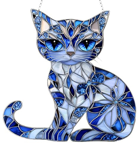 Traumfänger für Katzen, Traumfänger für Auto, Traumfänger, 20,3 cm (8 Zoll), 2D-Acryldekoration, handgefertigtes Katzen, Weihnachtsbaumdekoration für Liebhaber