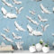 Peel and Stick Wallpaper for Home Decoration Kitchen White Crane Blue Wallpaper Removable Vinyl Self Adhesive Shelf Paper & Drawer Liner Roll House, Workshop & Office 17.3 x 394 TH8096-10