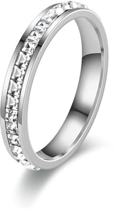 Wycian Freundschaftsringe Beste Freundinnen, Ring Modeschmuck Silber Edelstahl Zirkonia Größe 67 (21.3) 4mm mit Zirkonia Gravur für Damen Geburtstag