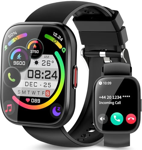 Smartwatch Uomo Donna, 1,85'' Orologio Smartwatch con Effettua/Risposta Chiamate, 112 Modalità Sportive Fitness Tracker con Contapassi/Sonno/Cardiofrequenzimetro, IP68 Smart Watch per Android iOS