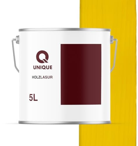 Q UNIQUE Holzlasur Seidenmatt 5L | Farbton: Gelb | Holzschutz für außen & innen | UV-beständig & wetterfest | Für Zäune, Gartenmöbel, Terrassen, Fassaden