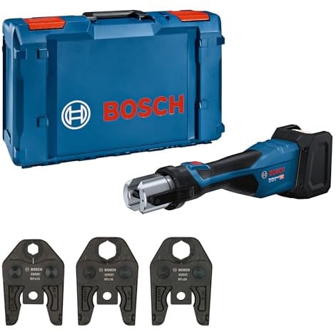 Bosch Professional 18V System Akku Presswerkzeug GPT 18V-32 (32 kN Kraft, Kunststoff-Fittings bis 110 mm, Metall-Fittings bis 54 mm, inkl. Pressbacke Stand. RFz12, RFz16, RFz20, XL-BOXX)