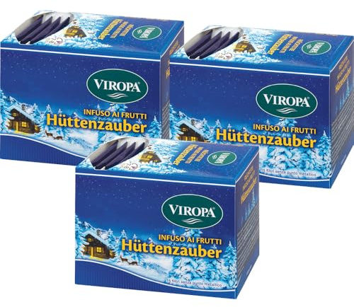 VIROPA Hüttenzauber BIO – Tisana Aromatica Speziata con Cannella e Chiodi di Garofano – 3 Confezioni da 15 Filtri – Infuso Biologico Senza Caffeina – Made in Alto Adige – Gusto Invernale Avvolgente