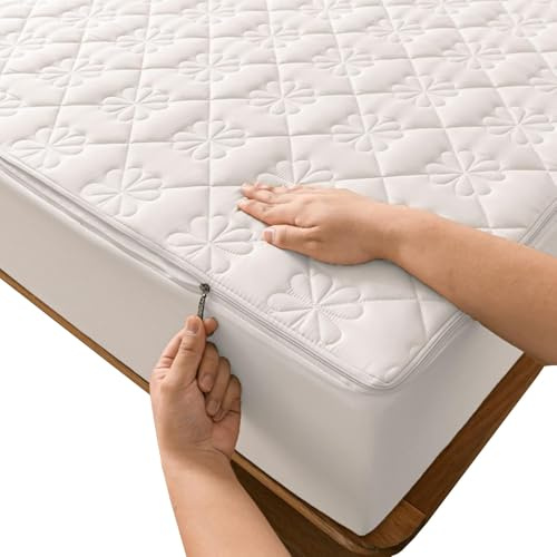 Coprimaterasso con Cerniera - Fodera Materasso Trapuntato, Imbottito, 80x190/90x190/120x190/140x200/160x190 cm, Personalizzabile, Protettivo e Respirante(Bianco,80x190x15cm)
