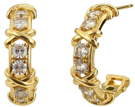 Karma NH10388006 Damenohrringe Creolen 2 cm Gold mit Zirkon Ohrringe Damen Kreolen Damenschmuck Geschenk für Sie (Gold)