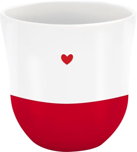 Sheepworld Becher mit Gravur Herz | Kaffeebecher, Höhe 9,8 cm, Durchmesser 9,3 cm, Volumen 40 cl, Steinzeug | Geschenkbanderole, Geburtstag, Ostern, Weihnachten | 74827