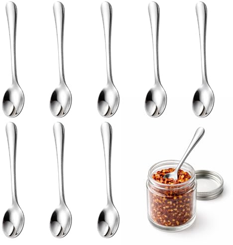 BaZuyunMd 8 cucchiai da espresso, cucchiai da espresso, cucchiai da espresso, mini cucchiaio, cucchiaino, cucchiaino da espresso, piccolo, piccolo cucchiaio in acciaio inox, 7,5 cm, acciaio