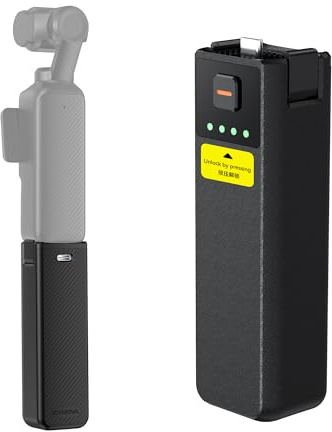 CYNOVA Osmo Pocket 4P Akkugriff für DJI Osmo Pocket 4P | Pocket 4P Batteriegriff 5000mAh 22.5 W Schnellladung Füllstandsanzeige 1/4-Zoll-Gewinde,Osmo Pocket 4P/4/3 Zubehör