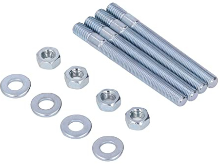 TIKATARER 3,5-Zoll-Vergaserstehbolzensatz, Rostfreier Montagebolzensatz aus Verzinktem Stahl, 4 Stehbolzen, 4 Distanzstücke, Sechskantmutternsatz mit 5/16-Zoll-Gewinde, Ideal für Ansaugkrümmer