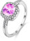Uloveido Platin beschichtet Cushion Cut Zirkonia Halo Solitaire Verlobungsringe für Frauen, Charm Ehering Ringe (Pink, Größe 59) Y3100