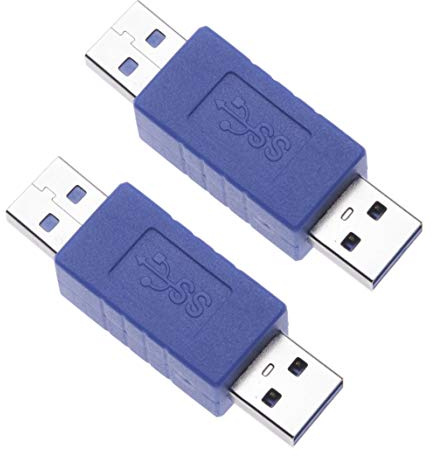 Keple 2 Pieces Quick Speed 3.0 A USB Male to Male Adapter | Fast Charge & Data Transfer Coupler Connector Short Extension Converter Compatible with Computers, Laptops, Printers, Hard Drives (2 Pack)