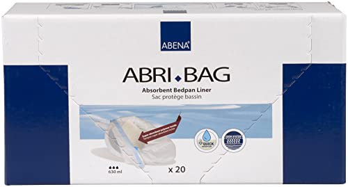Abena Abri-Bag Commode Liner, Super Absorbent Disposable Bags With Pads, Clean & Hygienic, Fast Absorbing Commode Toilet Chair Liners 20PK