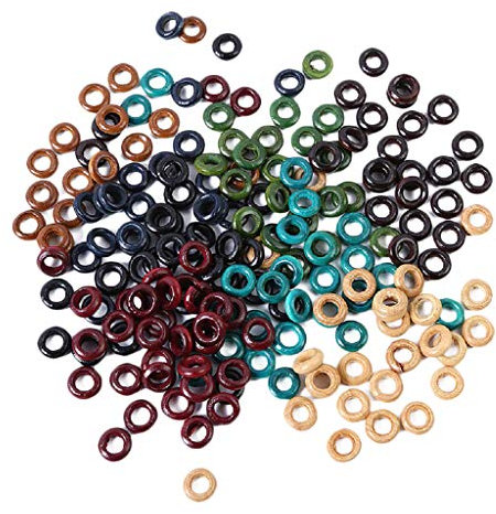 chiwanji 100 Stück gemischte Farbe Imitation Holz Perlen Großhandel Dread Lock Haar Perlen Zopf Ringe lose Perlen DIY Zubehör