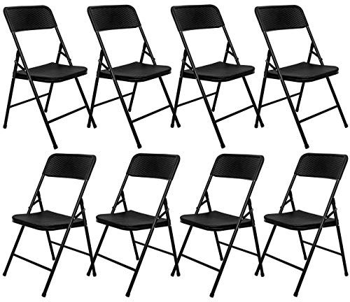 AMANKA 150kg Klappstuhl 8er Set - 50x46x83 Rattan-Optik Wetterfest Klappbar Balkonstuhl Gartenstuhl