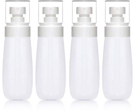 MoreChioce 4 PCS 80ML Portátil Plástico Vacía Atomizador,Botella de Spray Reutilizable Durable Spray Bottle Atomizador,Contenedores Liquidos para Viajes de Negocios Maquillaje,Blanco+Blanco