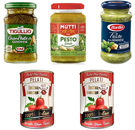 Testpaket Italian pesto Mutti Star Barilla + Italian Gourmet 100% italienische geschälte Tomaten dosen 2x 400g