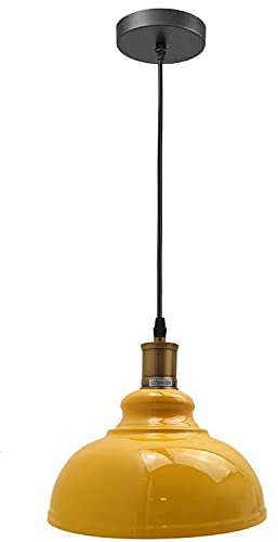 LEDSone Retro Metall E27 Sockel Hängelampe Lampenschirm Metall Fassung Vintage Industrie-Stil Deckenleuchte Lampenschirm Wohnzimmer Vintage Klarglas Lampenschirm Hängelampe (Gelb)
