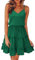 Newshows Sommerkleid Damen Knielang Spaghettiträger Kleid V-Ausschnitt Strandkleider(Dark Green,M)