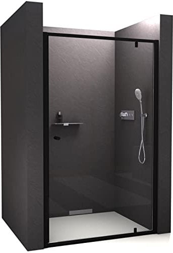 BERNSTEIN Nischendusche mit Drehtür NT604 Flex Nischendrehtür 90x195cm Duschtür mit Schwarz matten Profilen Dusche aus 6mm ESG-Sicherheitsglas mit NANO-Beschichtung