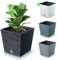rg-vertrieb Blumenkasten Blumenkübel Blumentopf Pflanzkübel Quadrat Furo Low Tannennadeln Design mit Einsatz Struktur (240 Weiß)