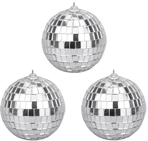 wocpvm 3 Stück Discokugel 8cm Mini Spiegelkugel Set Kleine Kugeln Weihnachten Baumschmuck Weihnachten Silber, Für Christbaumschmuck Dekor, Lichteffekte, Party Hochzeit