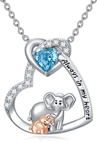 Flpruy Elefanten Kette, Elefant Geschenk Elefanten Anhänger Halskette Süßes Mutter-Kind-Kaninchen Kette mit Geschenkbox, Muttertag Geschenk für Mama Damen Mädchen