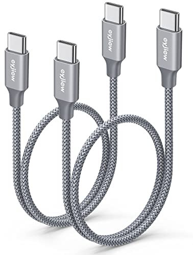 eyjiew USB C auf USB C Ladekabel 0.6m/60cm[2-Stück], Android Auto Kabel Typ C Kurz 60W PD3.0 Schnellladekabel Nylon USB C für iPhone 17 16 15 Pro Max Plus, Galaxy S24 S23 S21 S22 Ultra A70 A71 A15