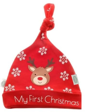 Ziggle Baby - Newborn Hat - 100% Cotton Baby Hat - Newborn Essentials - Fits 0-6 Months - Baby Clothes My First Christmas Red