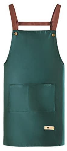 FAIRYGATE Vintage Apron Ladies Aprons with Pockets Adjustable Kitchen Cooking Baking Household Cleaning Green Artists Gardening for Women A1820