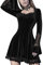 Dark Black Style Long Sleeve Dress Sexy Sexy Black Harajuku Waist Slim Fit Flare Sleeve Lace Women Party Dresses