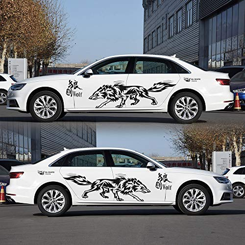 Autoaufkleber Sticker für auto karosserie Wolf Dekorative und Anti-Kratz Aufkleber (Schwarz)