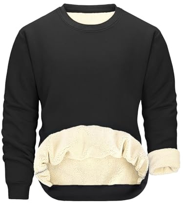 PASUDA Felpa Uomo Senza Cappuccio Felpe in Pile Uomo Classic Girocollo Caldo Sweatshirt in Manica Lunga Tinta Unita Casual Sportivo Pullover Top Sweater Invernale (Nero, M)