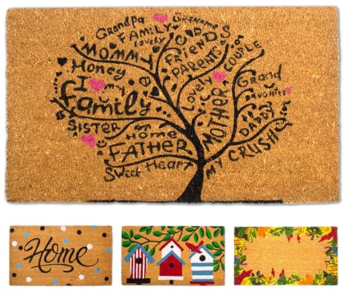 LUA VIKA Zerbino ingresso esterno cocco - Albero - 40x70 cm - tappeto ingresso esterno casa - zerbino cocco - zerbini moderni e originali