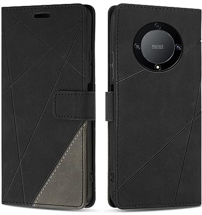 SONWO Etui Coque pour Honor Magic 5 Lite 5G, Protection Housse en Cuir PU Portefeuille Livre pour Honor Magic 5 Lite 5G, Emplacements Cartes, Fonction Support, Noir