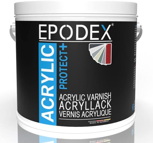 EPODEX® ACRYLIC PROTECT+ - Peinture de protection contre les intempéries - Peinture pour bois pour extérieur et intérieur - Peinture acrylique pour meubles - 45 couleurs - Transparent incolore blanc